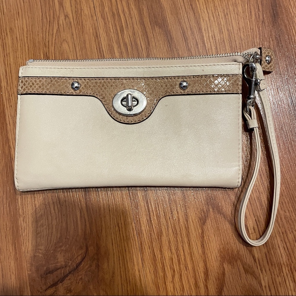 Coach wristlet in cream beige